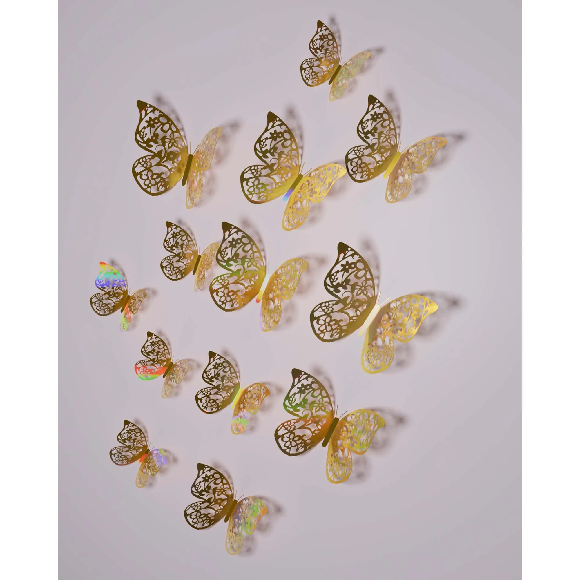 Gold 3D Butterfly Decorations, 12 Count