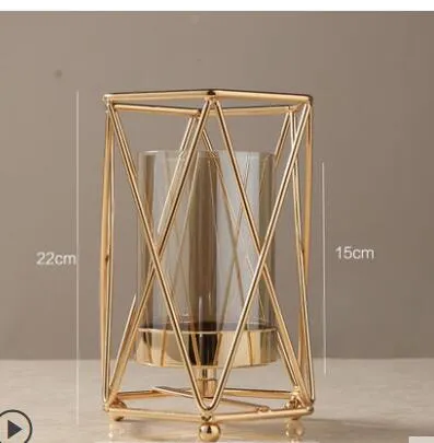 Golden Metal Vase For Floral Arrangement For Desk Decoration And Modern Luxurious Home Decor