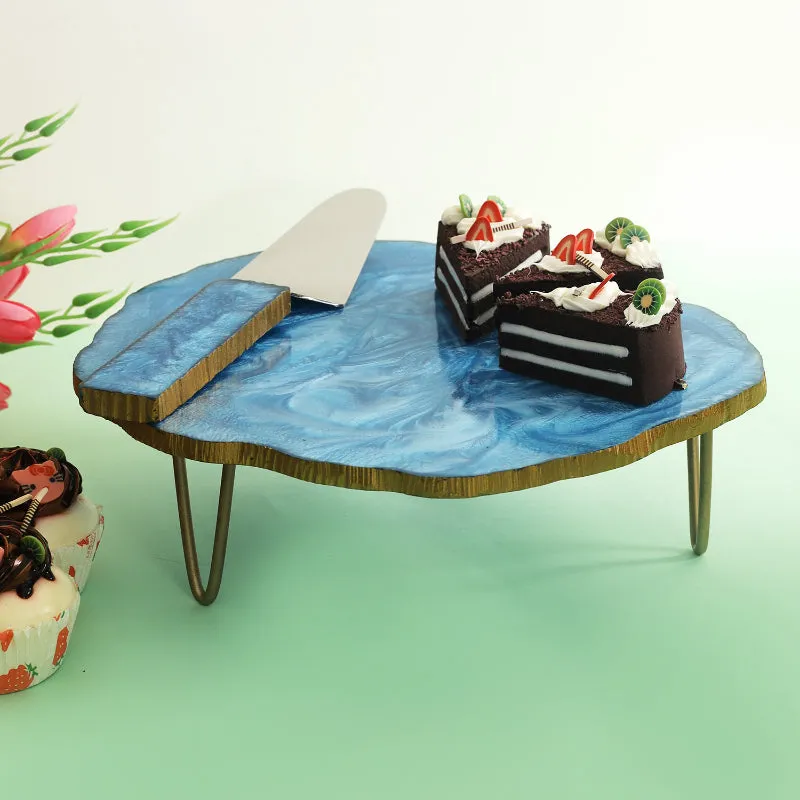 Granite Texture Cake Stand with Server