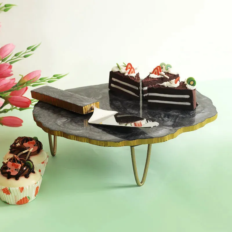 Granite Texture Cake Stand with Server