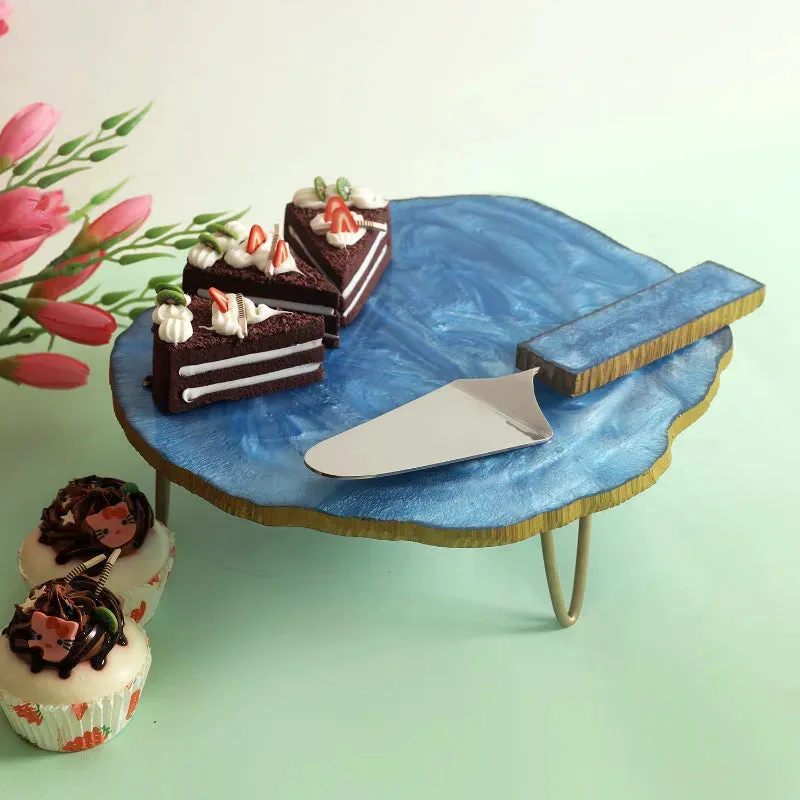 Granite Texture Cake Stand with Server