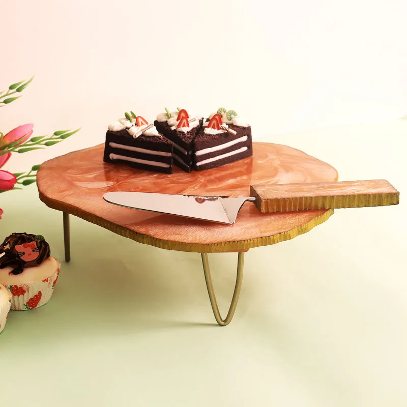 Granite Texture Cake Stand with Server