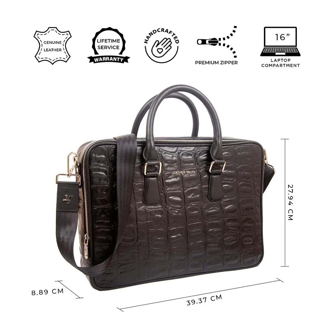 Great Dane | Genuine Leather Portfolio/Office Bag | Color: Black & Brown