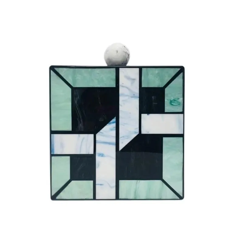 Green Patchwork Ball Clasp Clutch