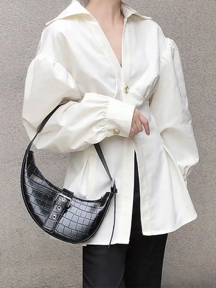 HEYFANCYSTYLE Elegant Balloon Sleeve Blouse