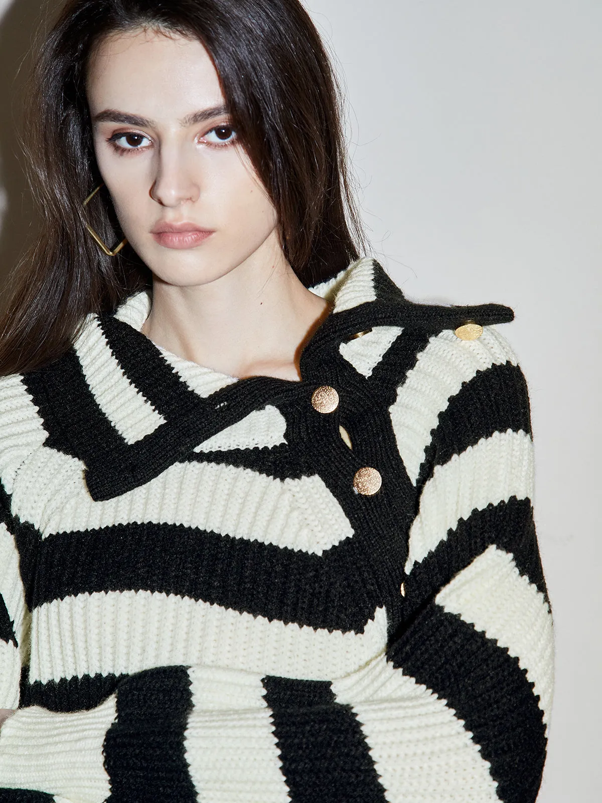 Horizontal Stripes Graceful Texture Sweater