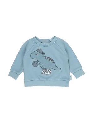 Huxbaby B-Ball Dino Sweatshirt  | Vintage Dusty Blue