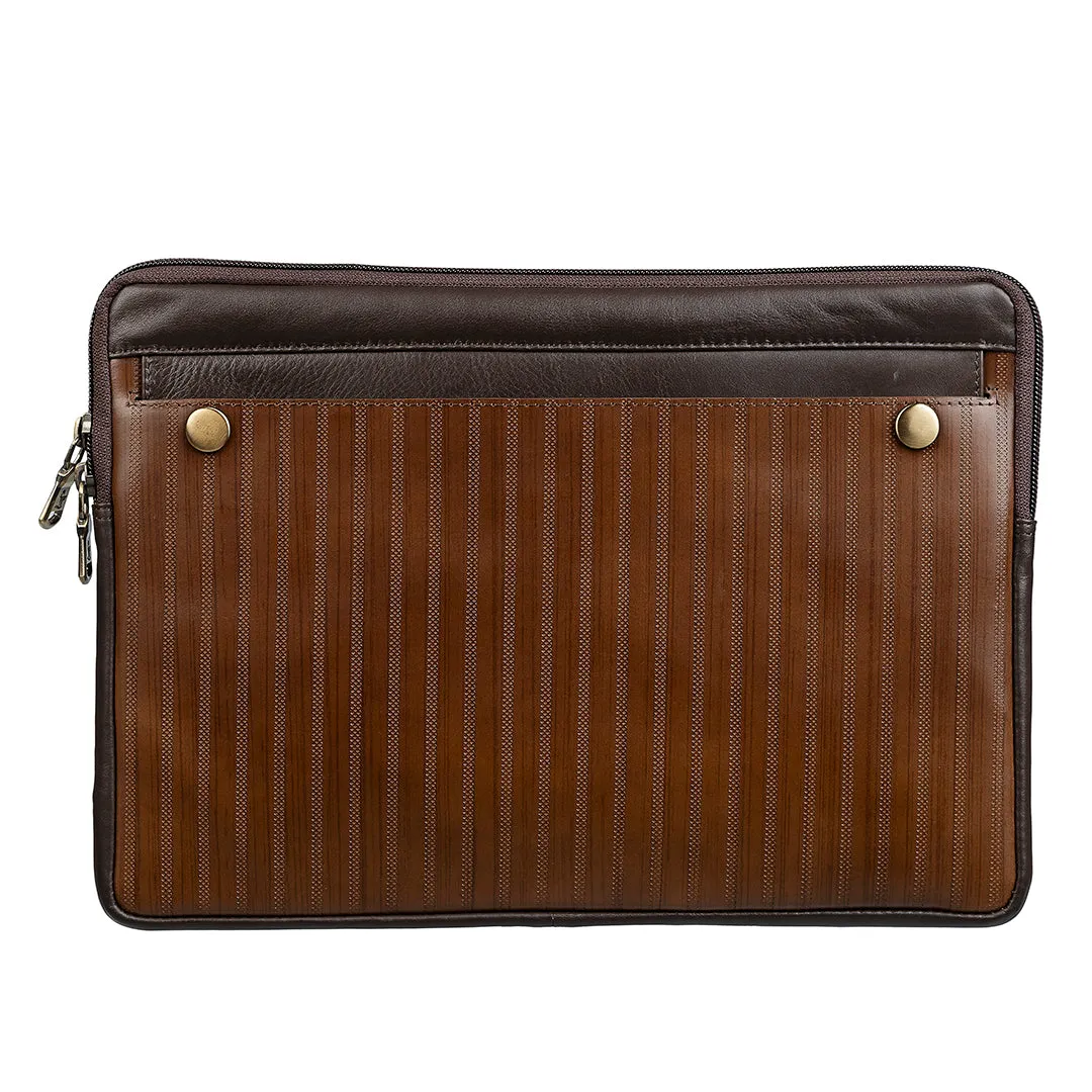 Italian VT Stripe Edgar | Leather Laptop Bag for Men | Color: Brown