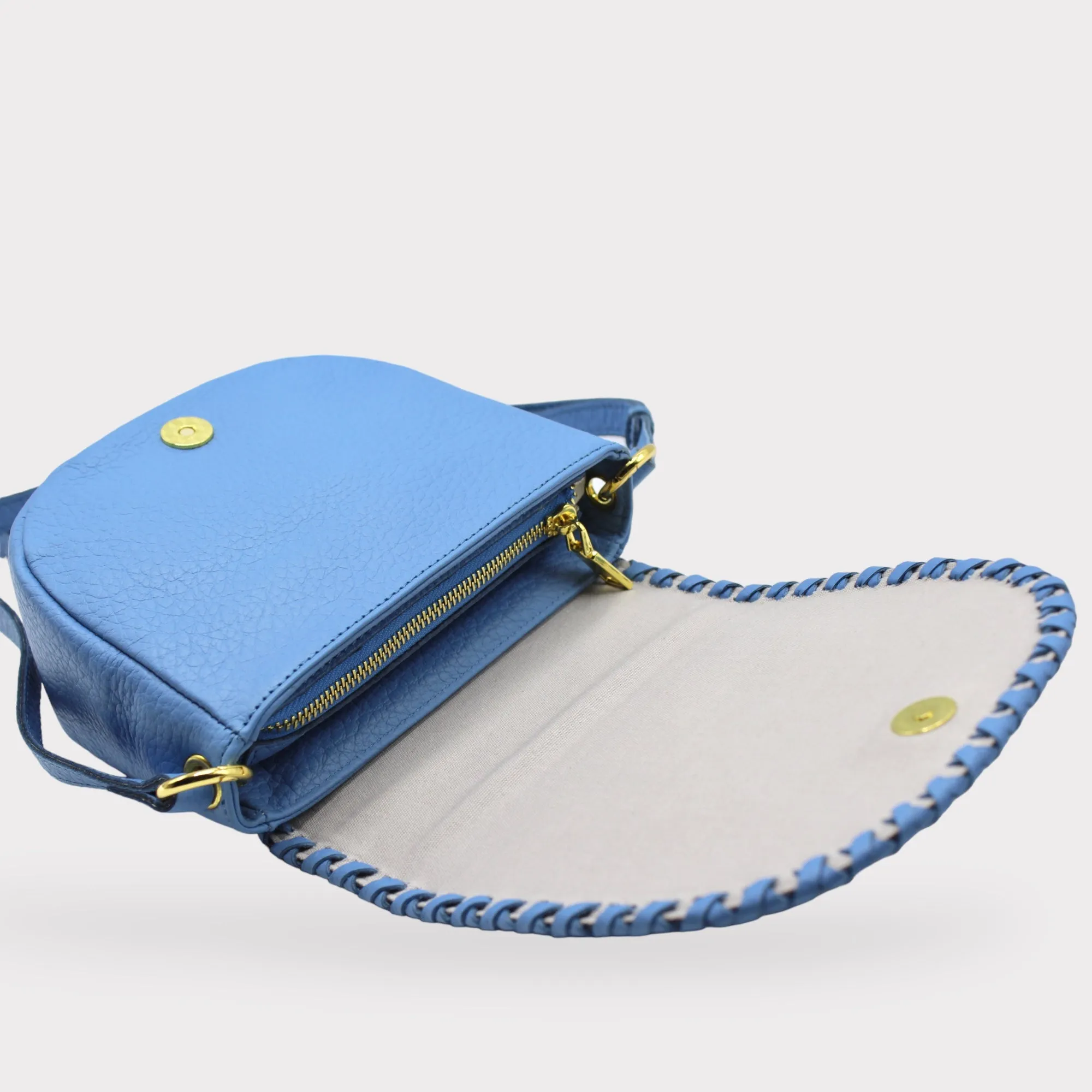 Jas - Handmade Leather Saddle Bag Blue