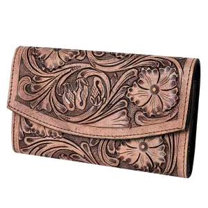 KBG140 - KBG140 -WALLET Hand Tooled Saddle Leather and Upcycled Canvas Ladies Bag H4.5XW8 KBG140 - K