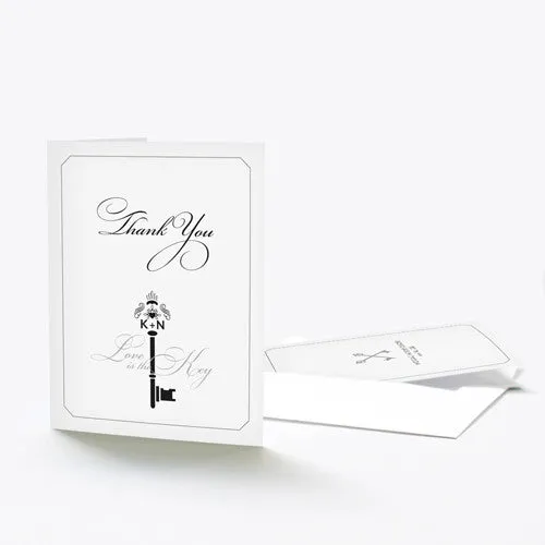 Key Monogram Thank You Card Black