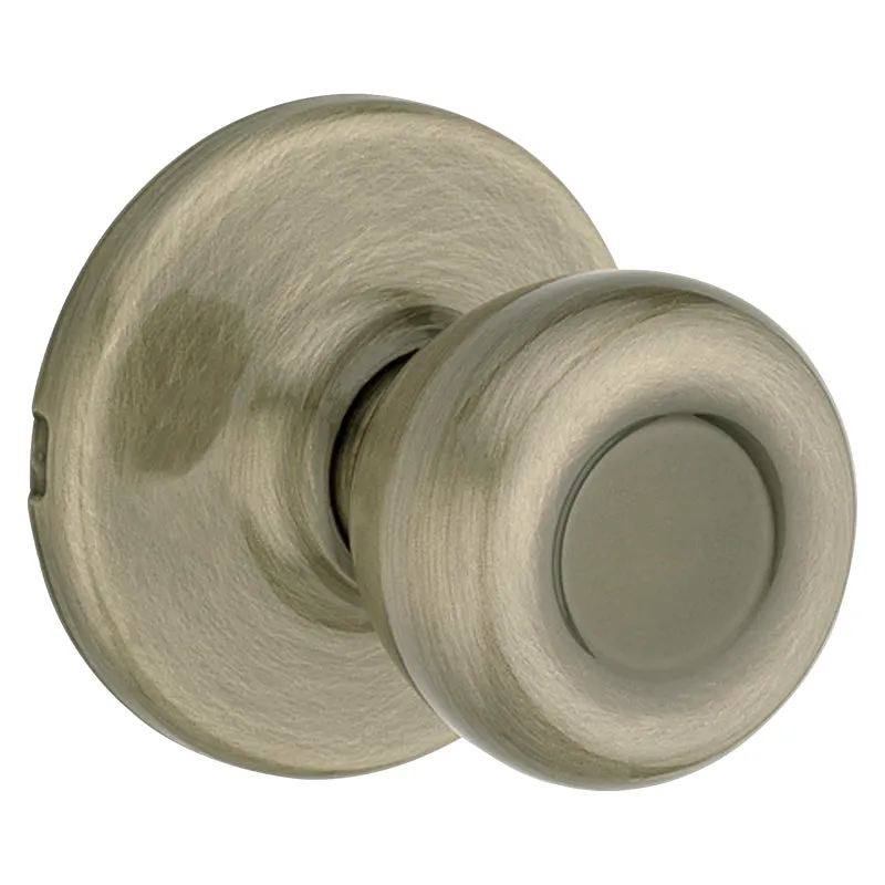 Kwikset 200T 5CP Passage Knob, Metal, Antique Brass, 2-3/8 to 2-3/4 in Backset, 1-3/8 to 1-3/4 in Thick Door :CD: QUANTITY: 1