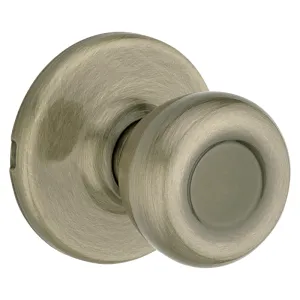 Kwikset 200T 5CP Passage Knob, Metal, Antique Brass, 2-3/8 to 2-3/4 in Backset, 1-3/8 to 1-3/4 in Thick Door :CD: QUANTITY: 1