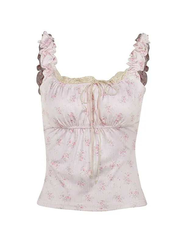 Lace Paneled Graceful Denim Corset Top