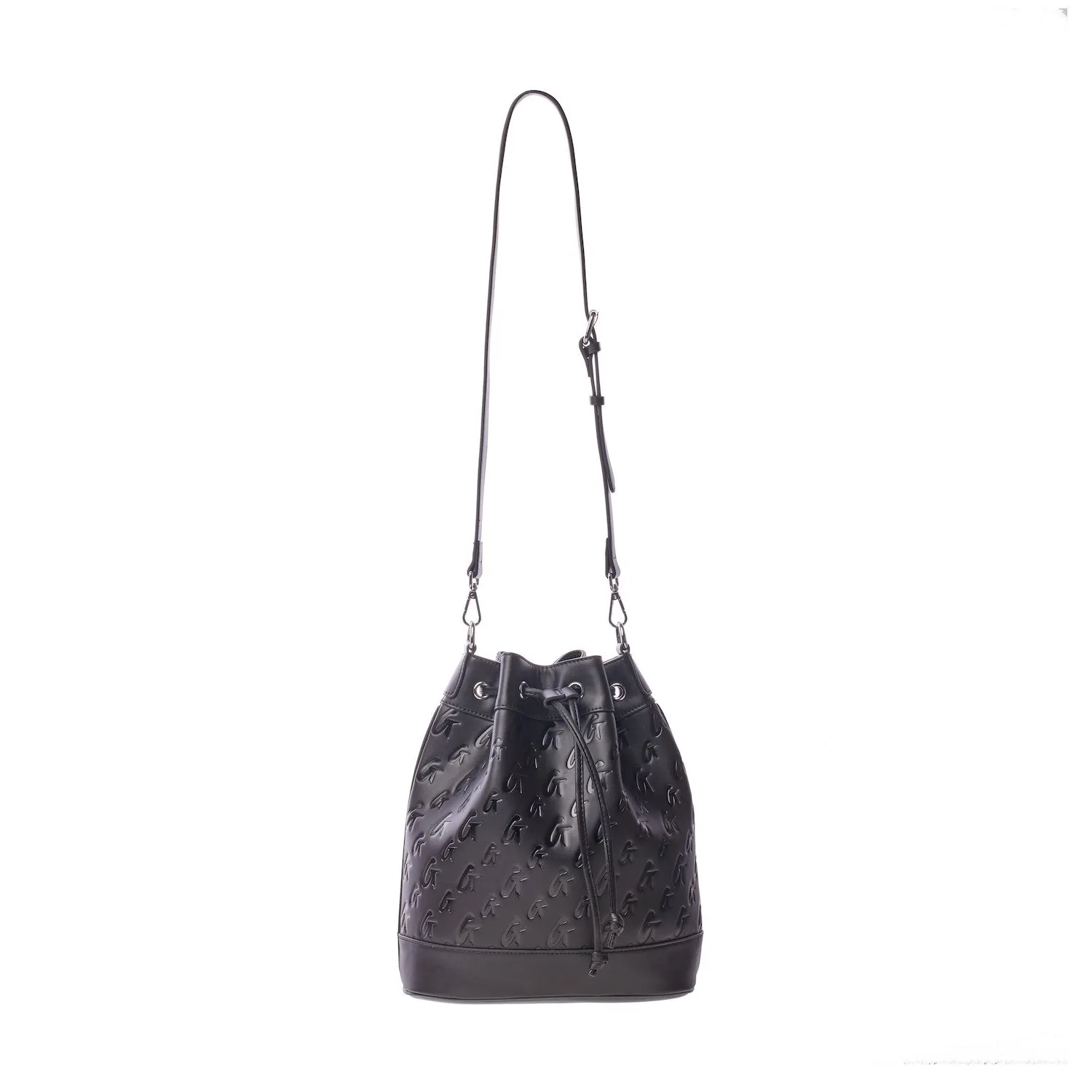 LARGE MONOGRAM BUCKET BAG - BLACK