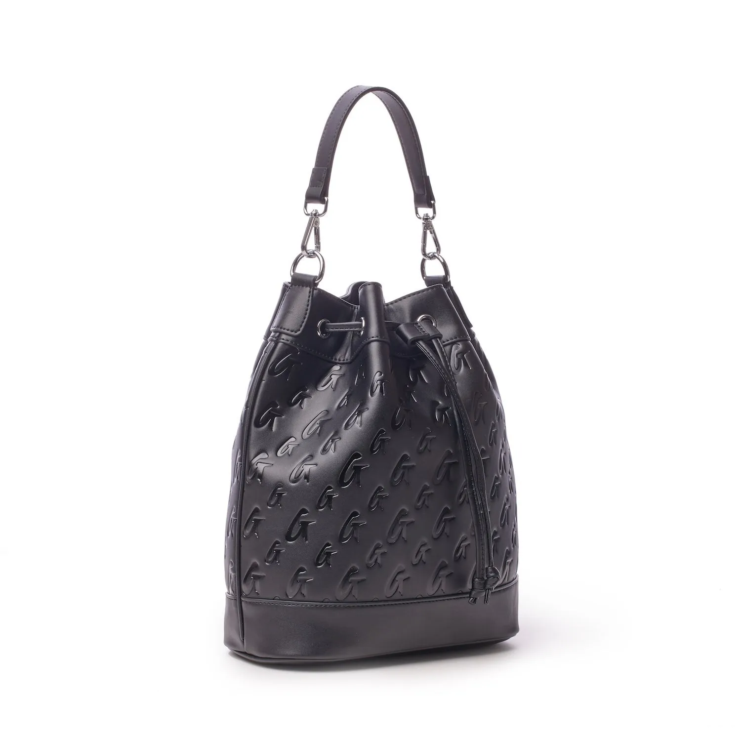 LARGE MONOGRAM BUCKET BAG - BLACK