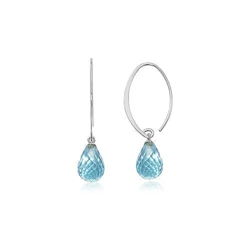 LaViano Fashion 14K White Gold Blue Topaz Open Hoop Earrings