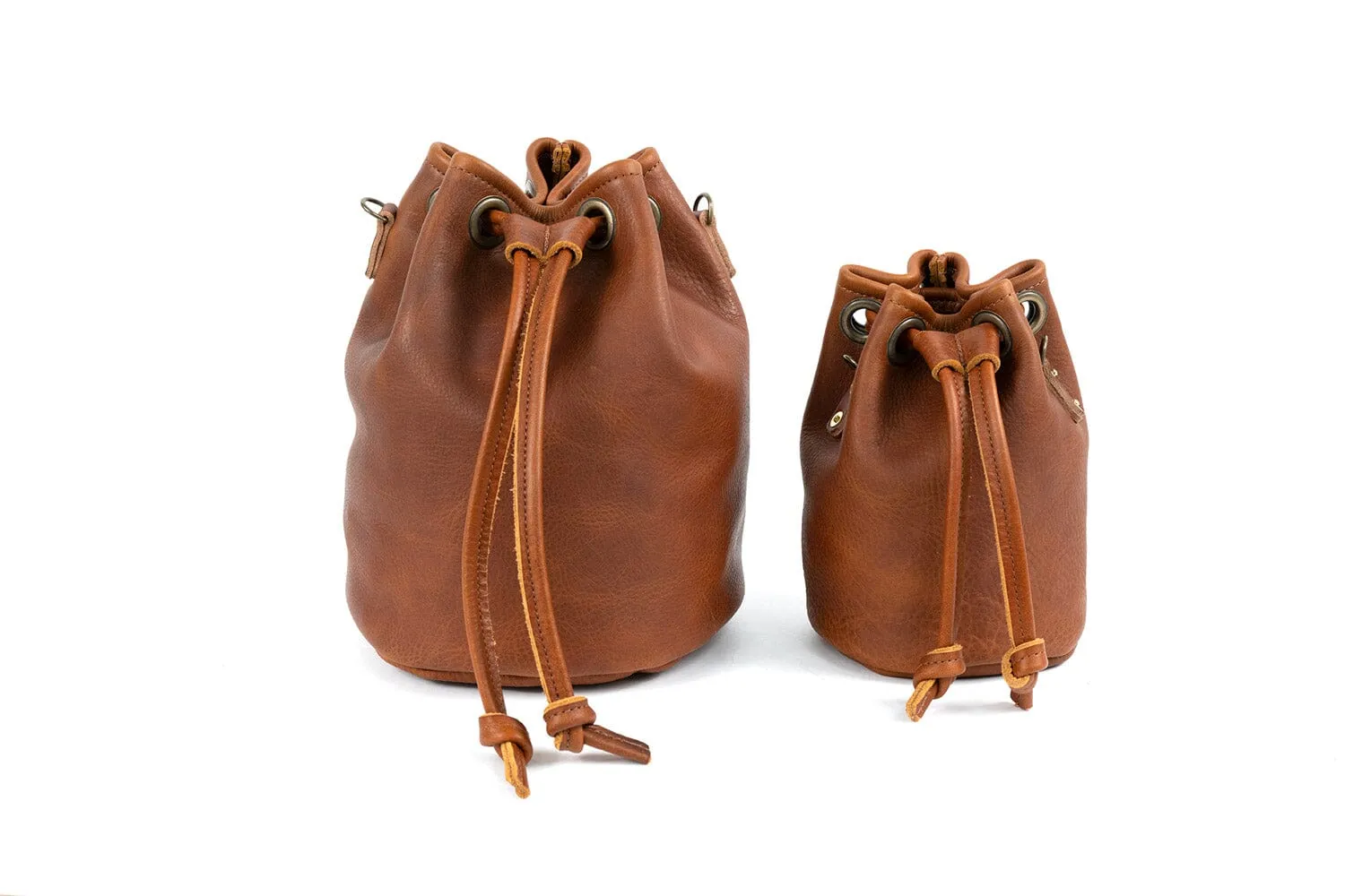 LEATHER BUCKET BAG - LARGE - PEANUT BISON