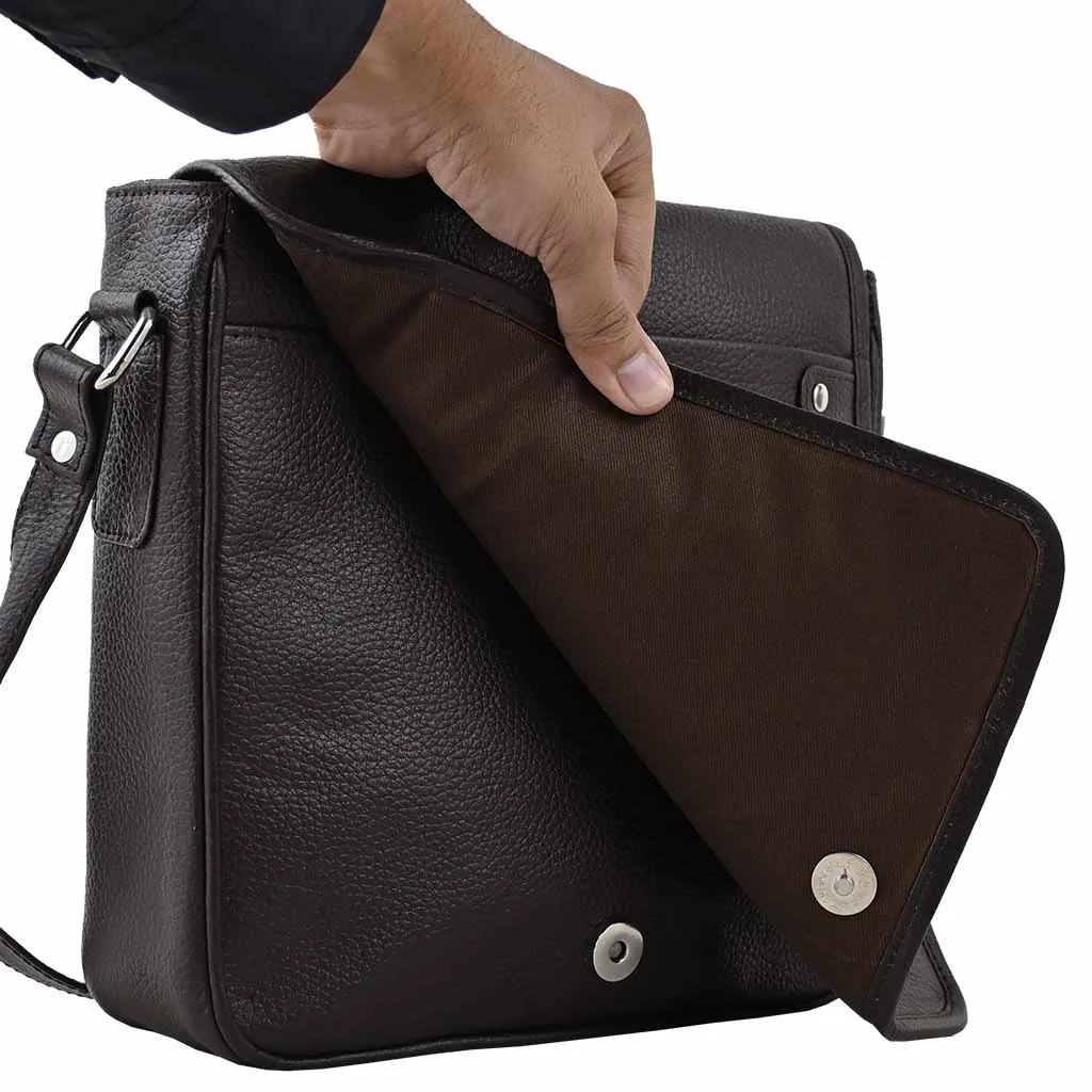 Leather Shoulder Bag Coffee Brown Metro Tablet Messenger Bag