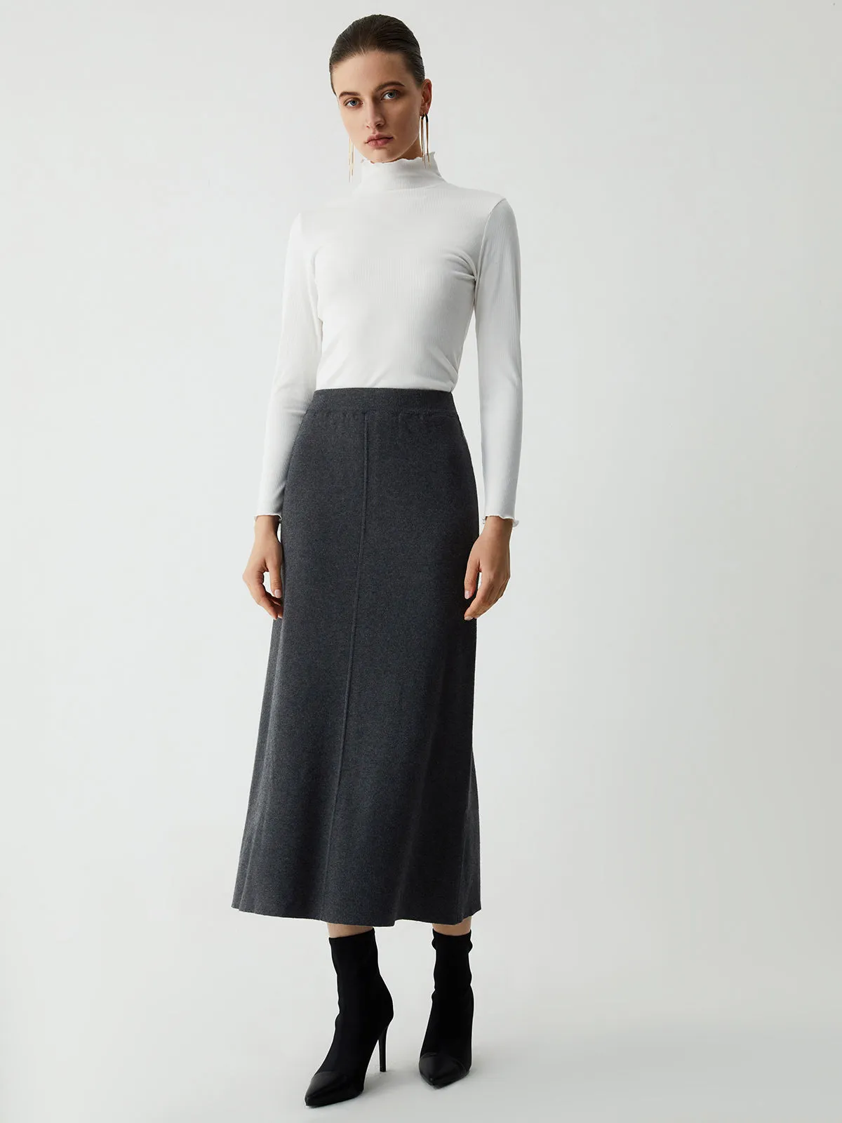 Leisure High Graceful Waist Knit Skirt