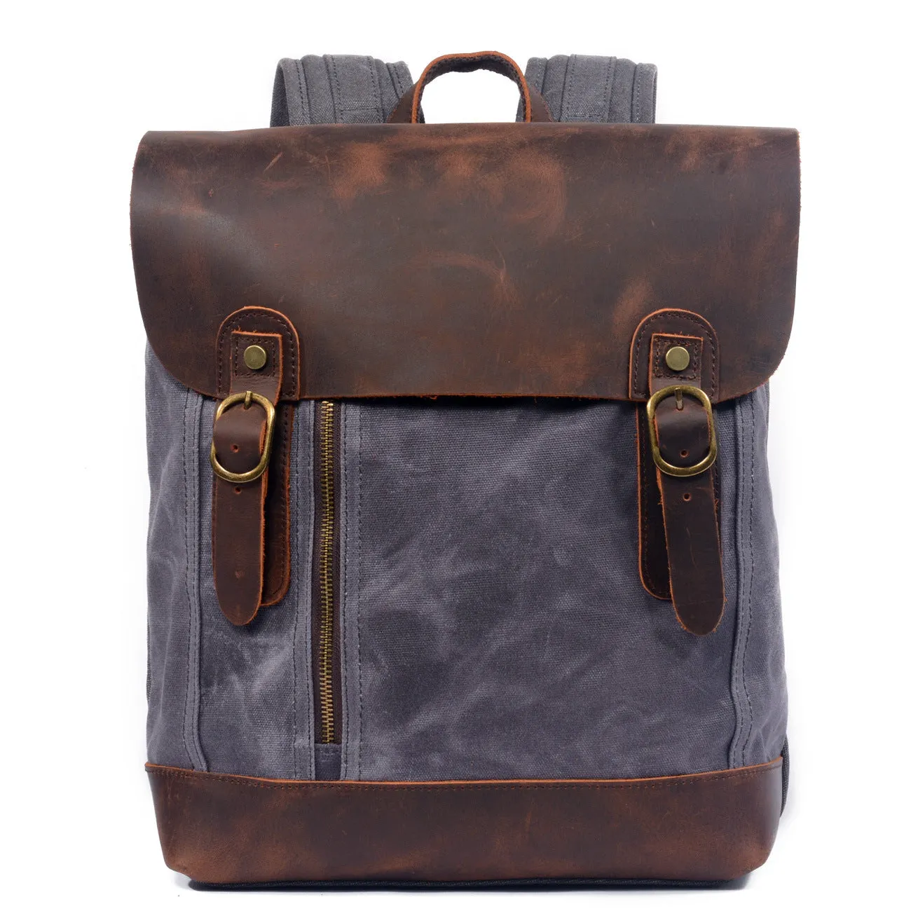 Leisure Vintage Waterproof Leather Canvas Backpack 659LA