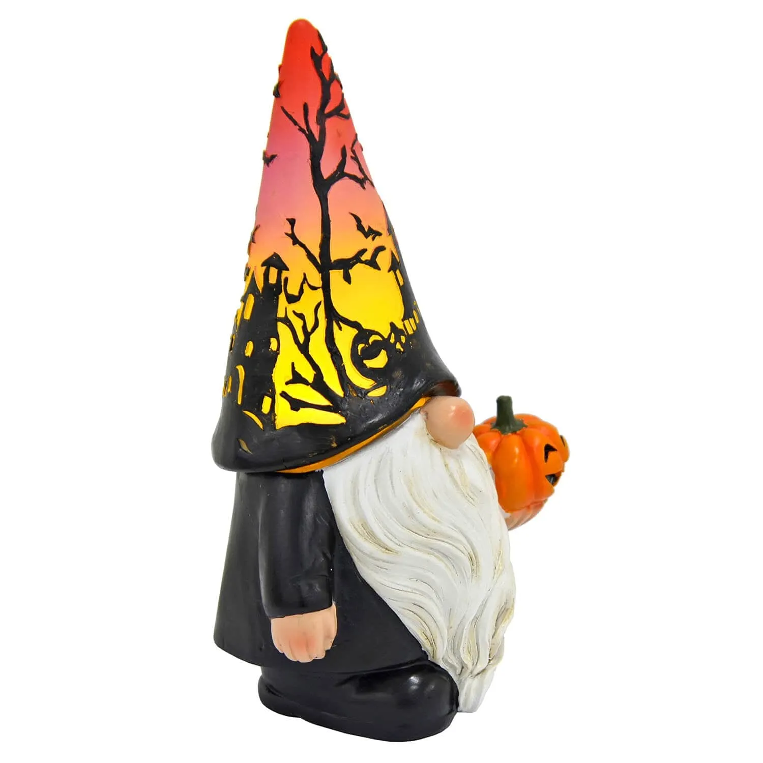 Light Up Halloween Gnome With Pumpkin Figure Decoration 20cm