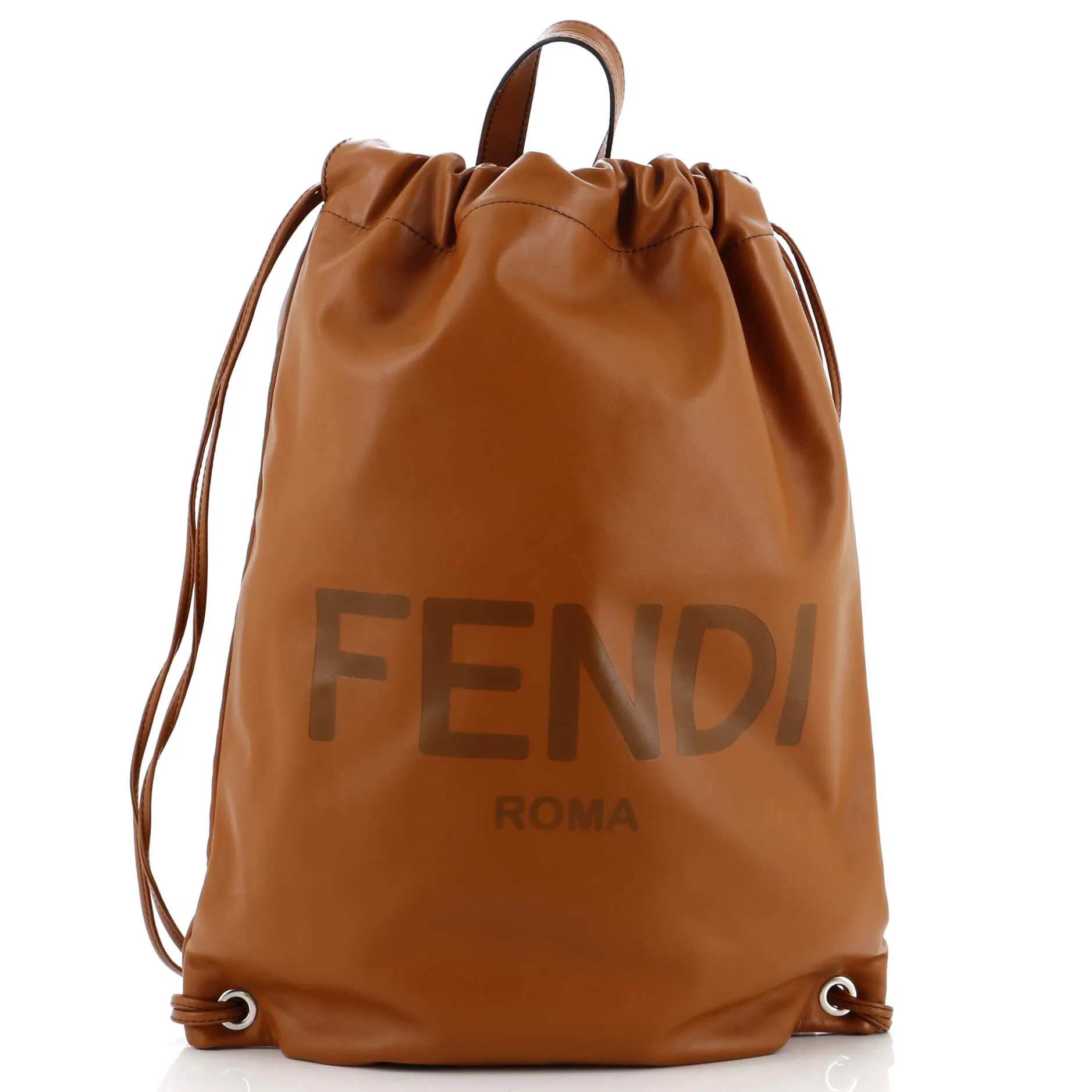 Logo Drawstring Backpack Leather