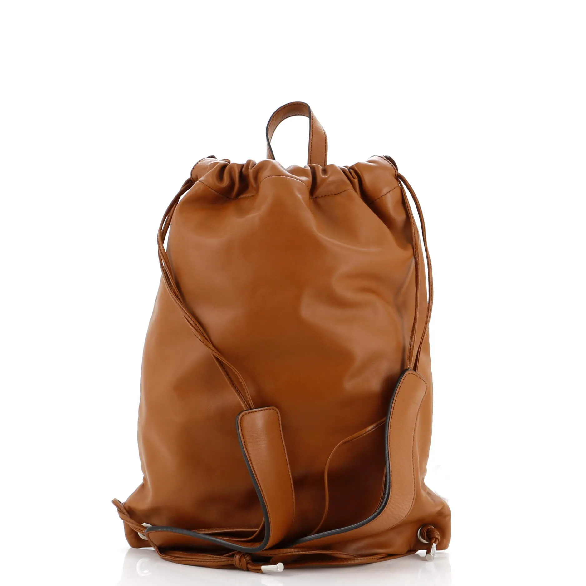 Logo Drawstring Backpack Leather