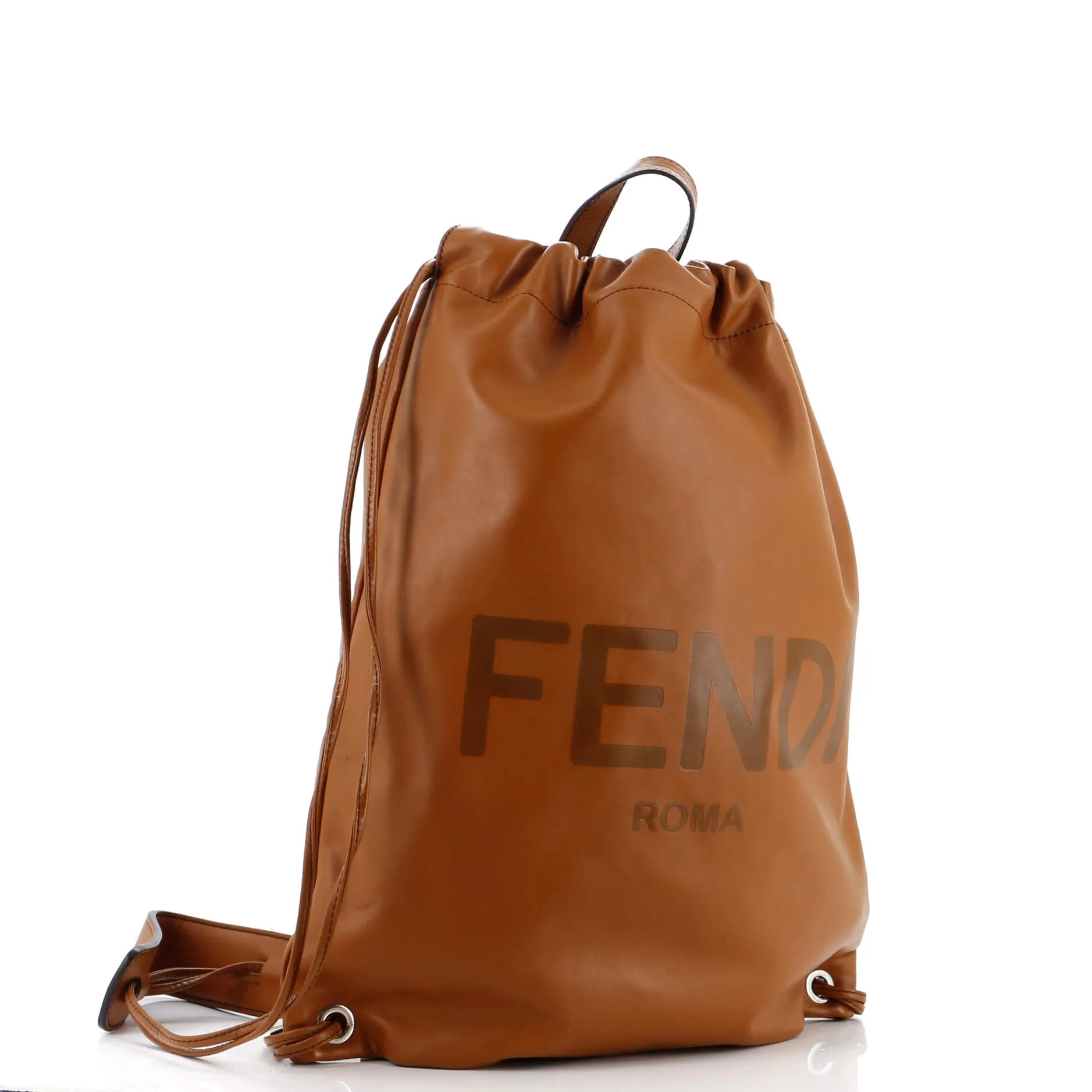 Logo Drawstring Backpack Leather