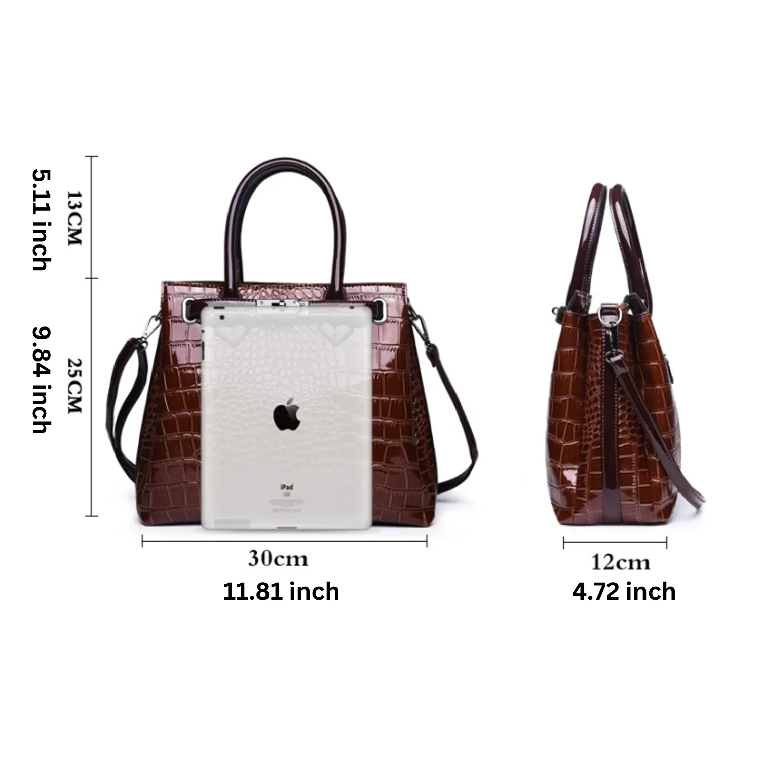 Luxury Crocodile Pattern Leather Handbag - Fashionable Women's Shoulder Bag