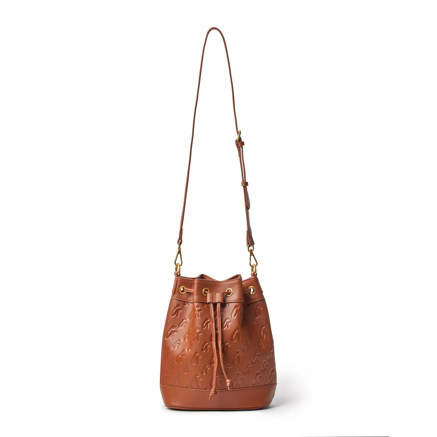 MEDIUM MONOGRAM BUCKET BAG - BROWN