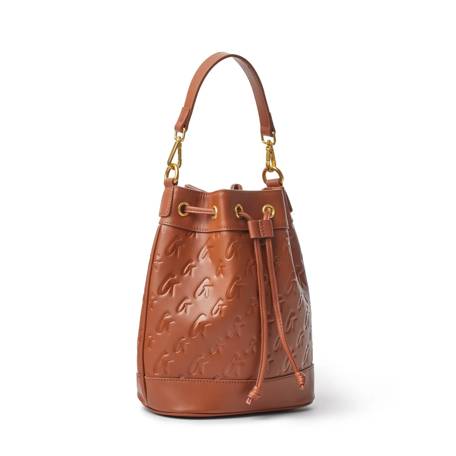 MEDIUM MONOGRAM BUCKET BAG - BROWN