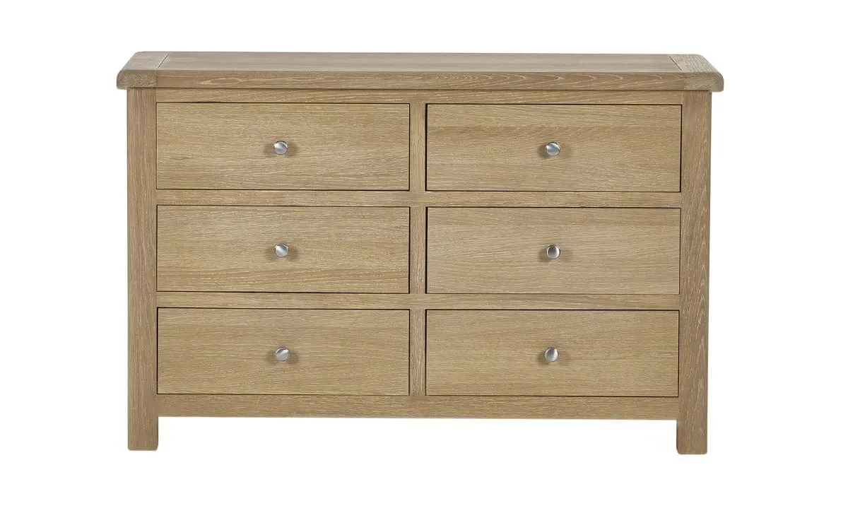 Memphis Limed Oak 6 Drawer Wide Chest