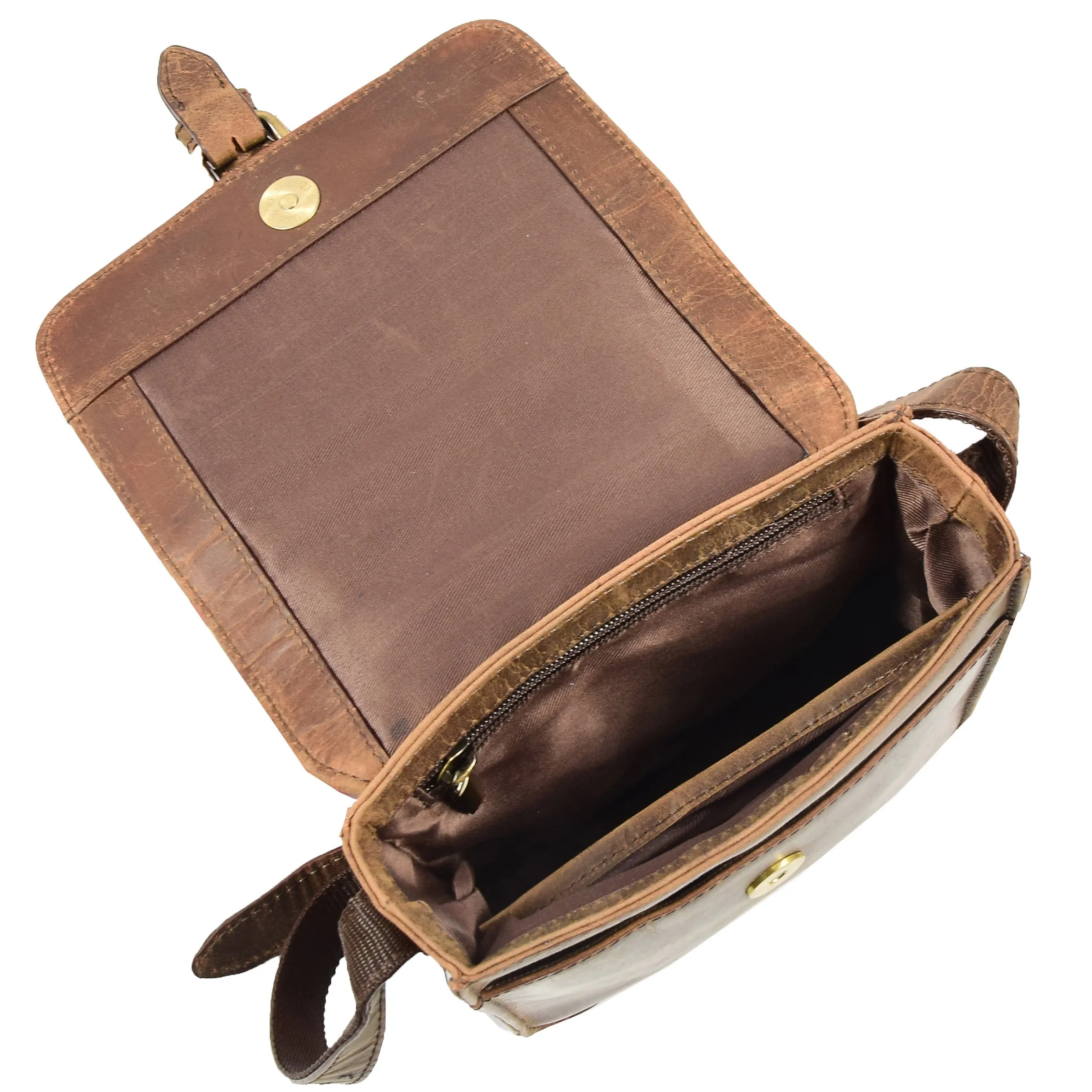 Mens Cross Body Shoulder Bag Leather BOWER Brown