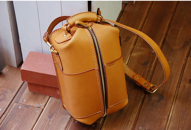 Mens Leather Barrel Side Bag Pattern Leather Pattern Bucket Shoulder Bag Leather Craft Pattern