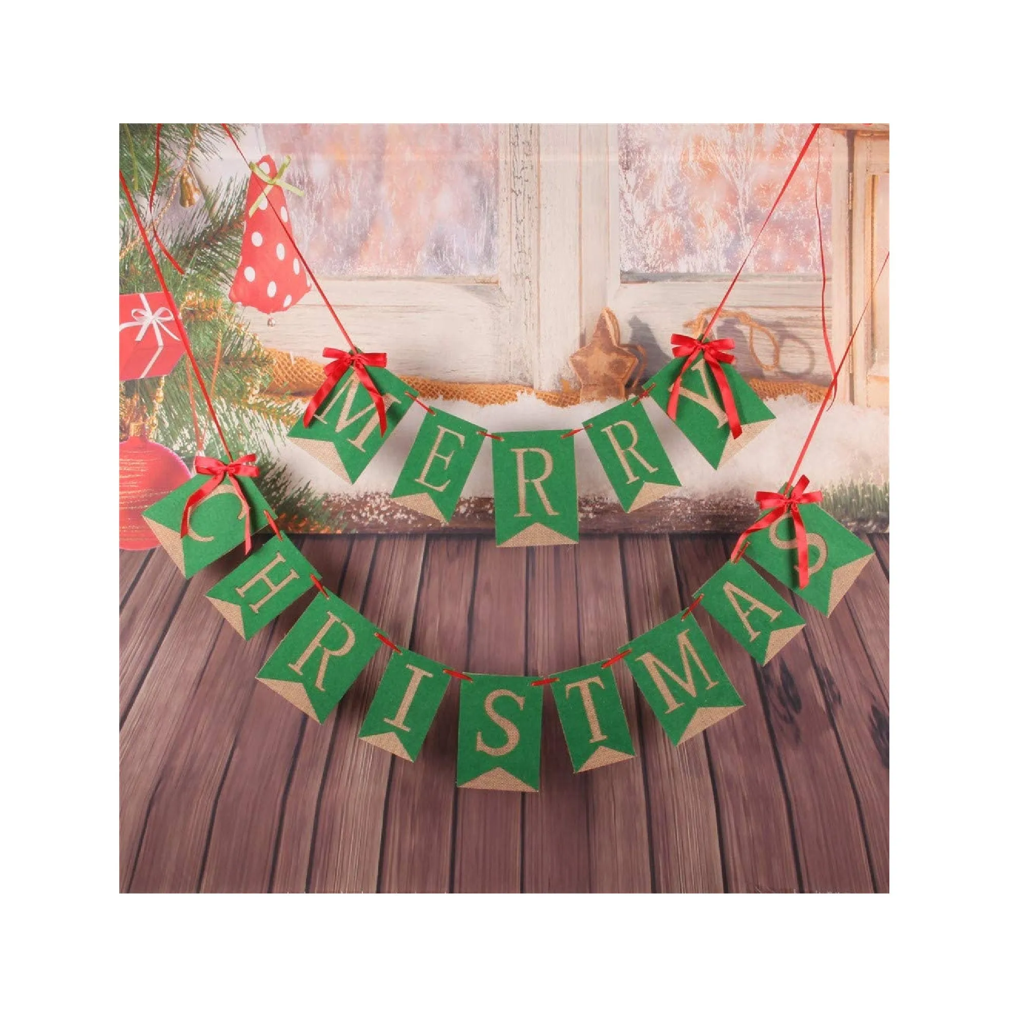 Merry Christmas Burlap Fireplace Banners | Christmas Decorations Christmas Banner for Mantle