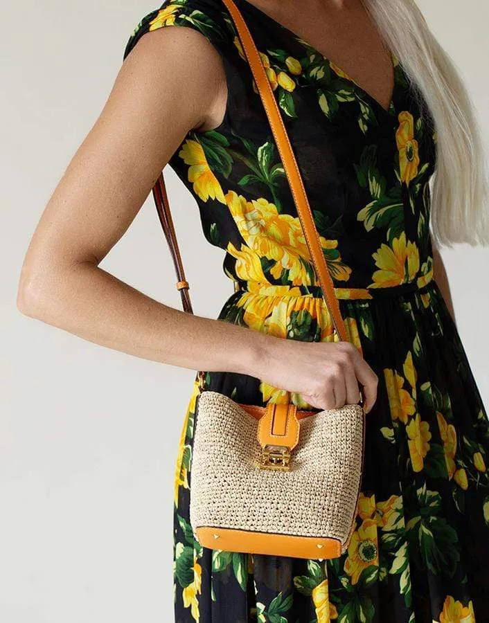 Orange Mini Murphy Raffia Bag