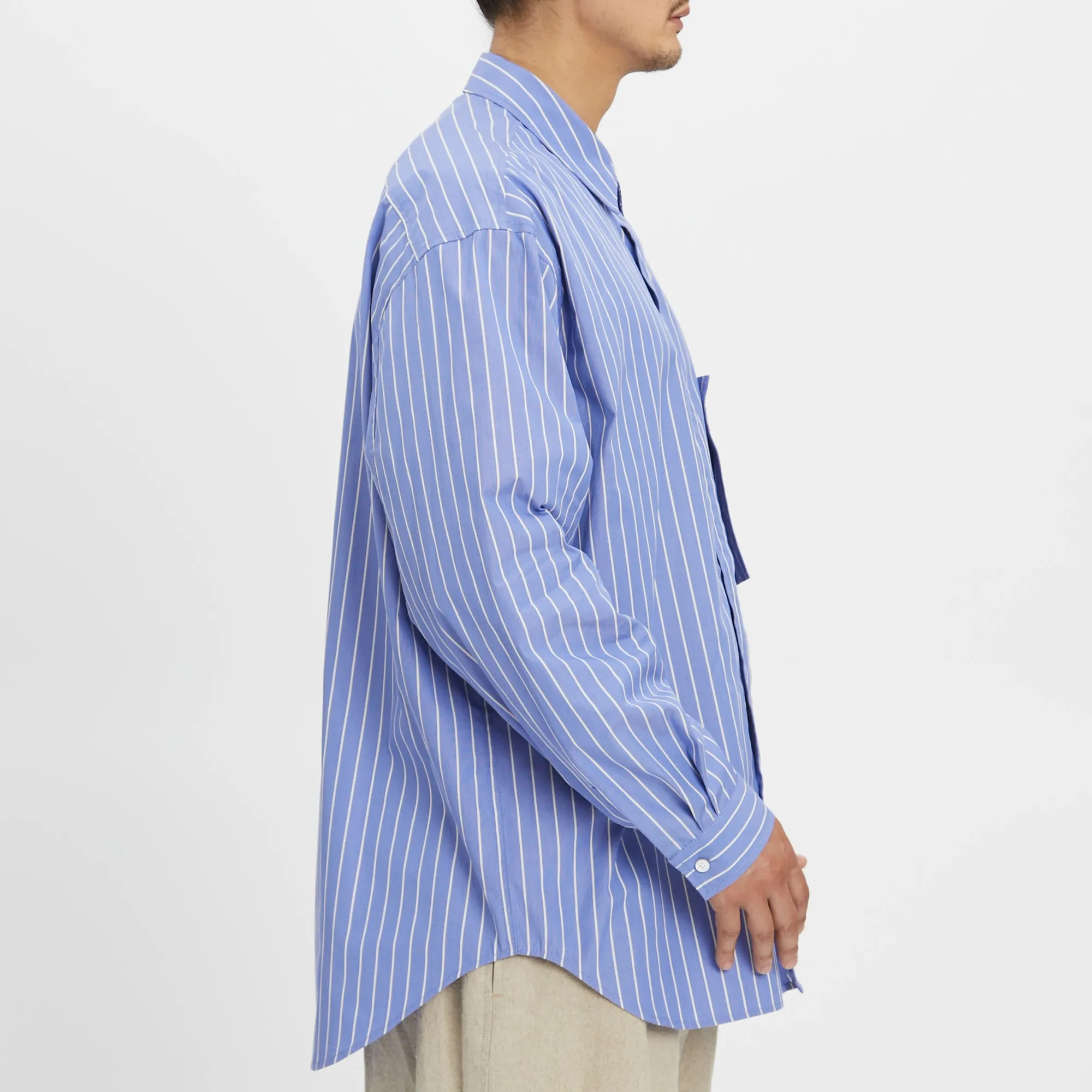 Overturn Shirt - Blue w/ White Stripes Cotton