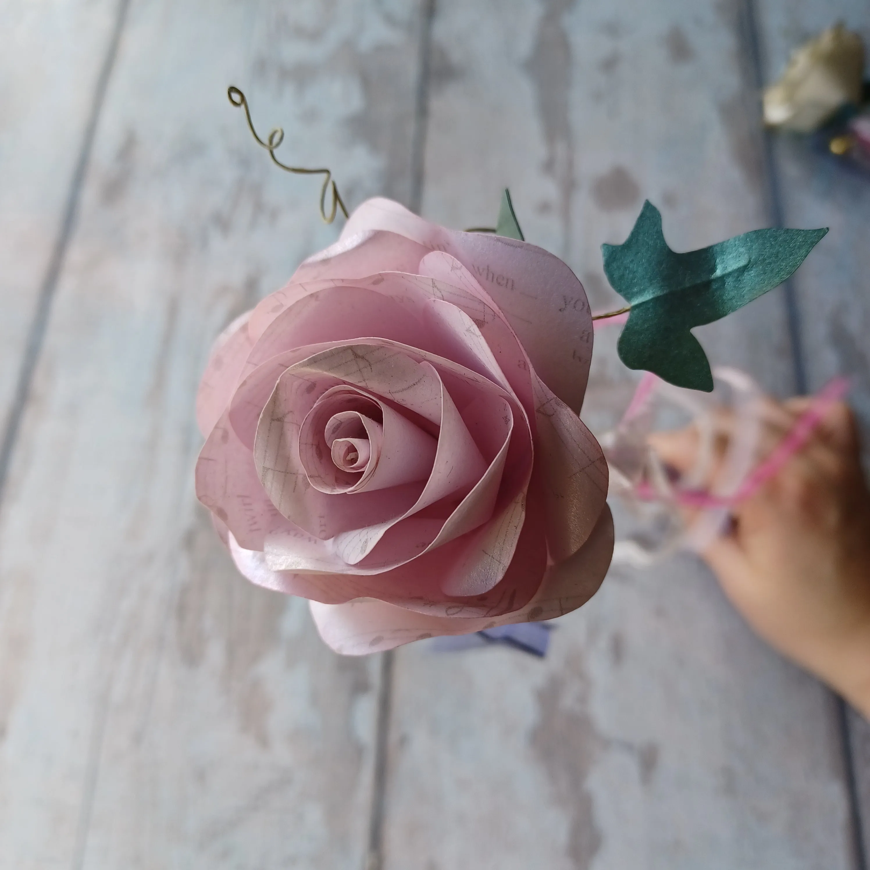 Paper rose wand