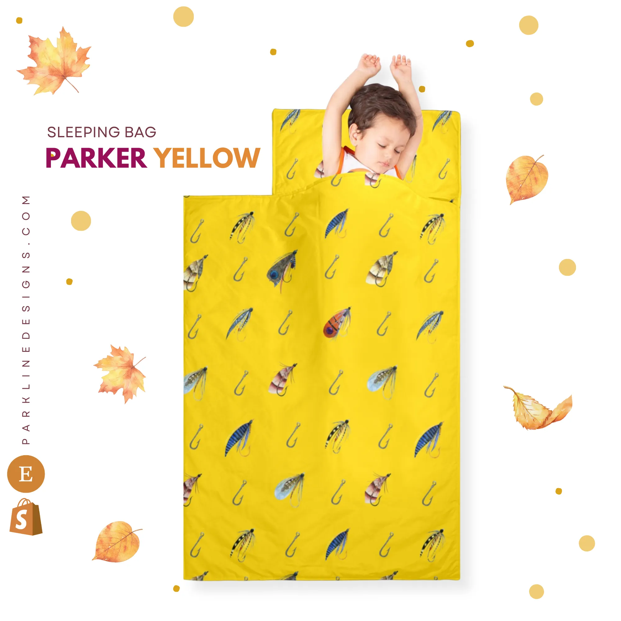 Parker Yellow Kids' Long Sleeping Bag | A Catchy Blend of Comfort & Style | Lightweight and Durable Sleeping Bag for Kids