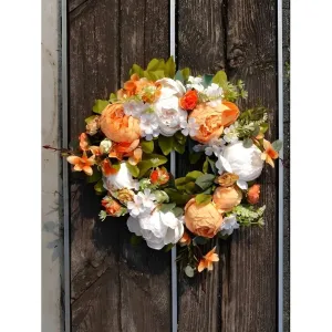 PeonyBloom Wreath - Künstliche Outdoor-Display Herbst Dekor Pfingstrose Kranz