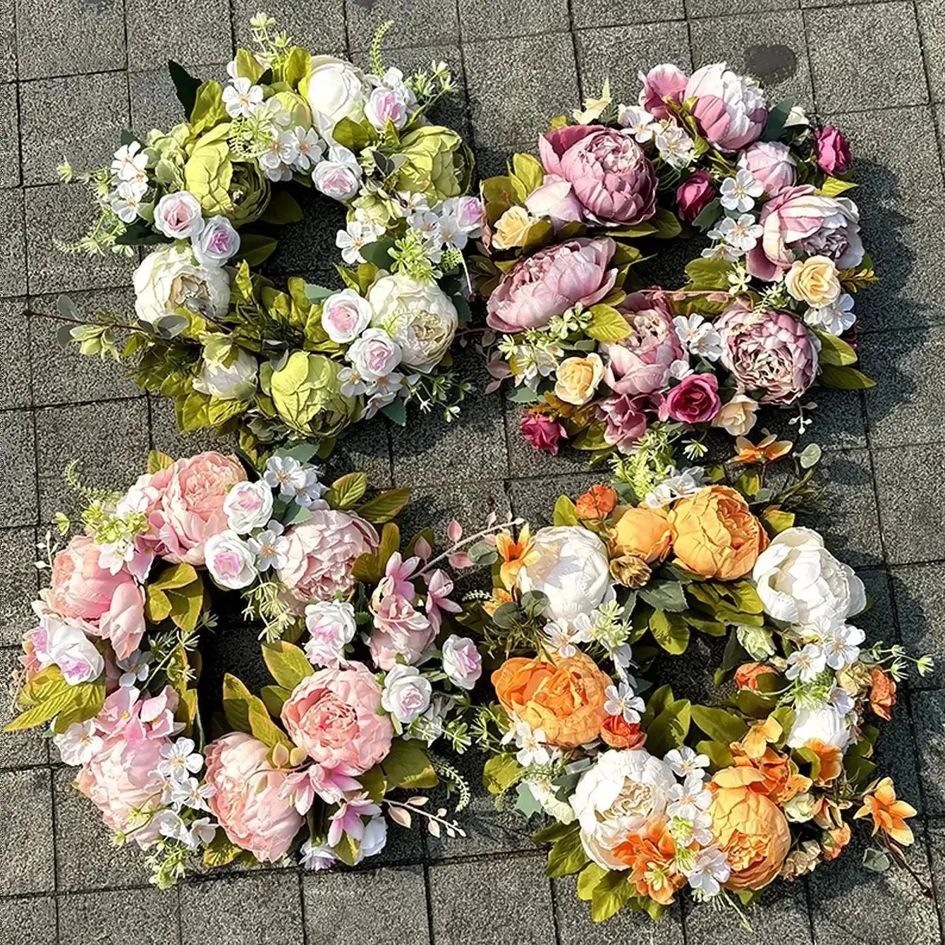 PeonyBloom Wreath - Künstliche Outdoor-Display Herbst Dekor Pfingstrose Kranz