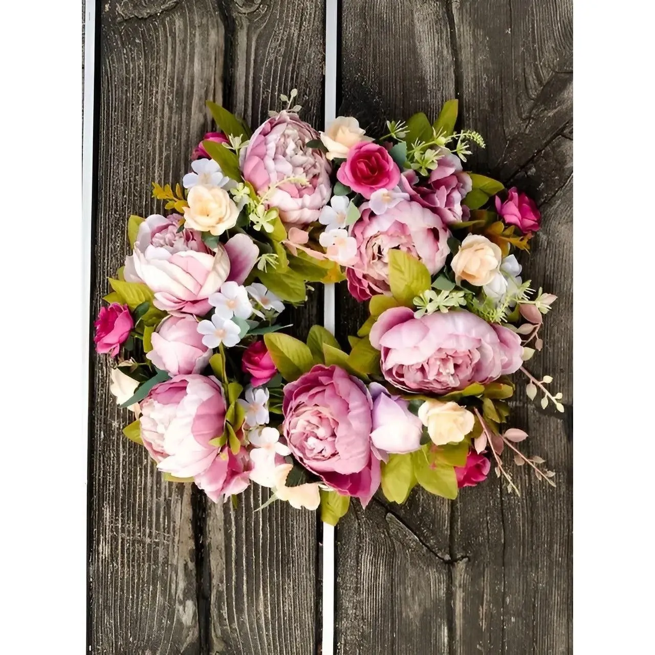 PeonyBloom Wreath - Künstliche Outdoor-Display Herbst Dekor Pfingstrose Kranz