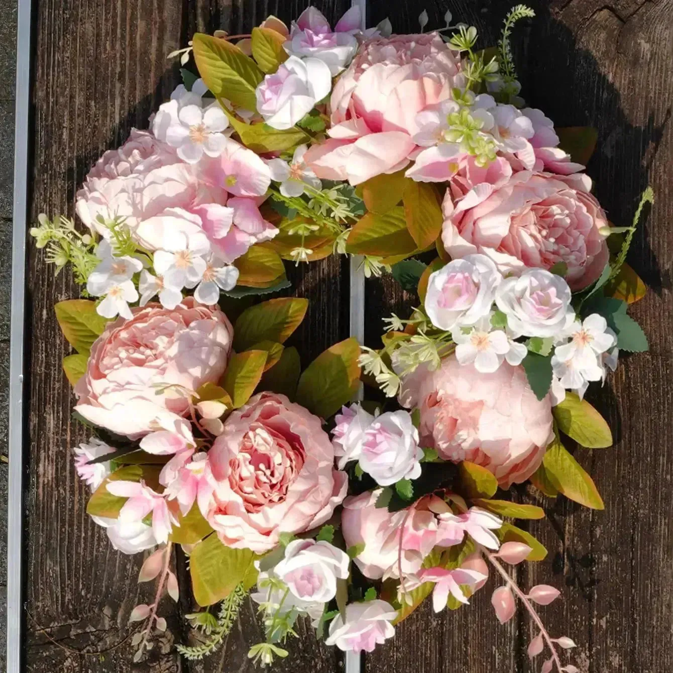 PeonyBloom Wreath - Künstliche Outdoor-Display Herbst Dekor Pfingstrose Kranz