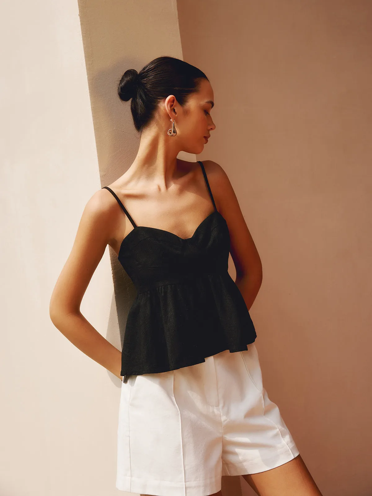 Peplum Cropped Graceful Cami Top