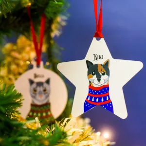 Personalised Cat Chirstmas Jumper Tree Decoration