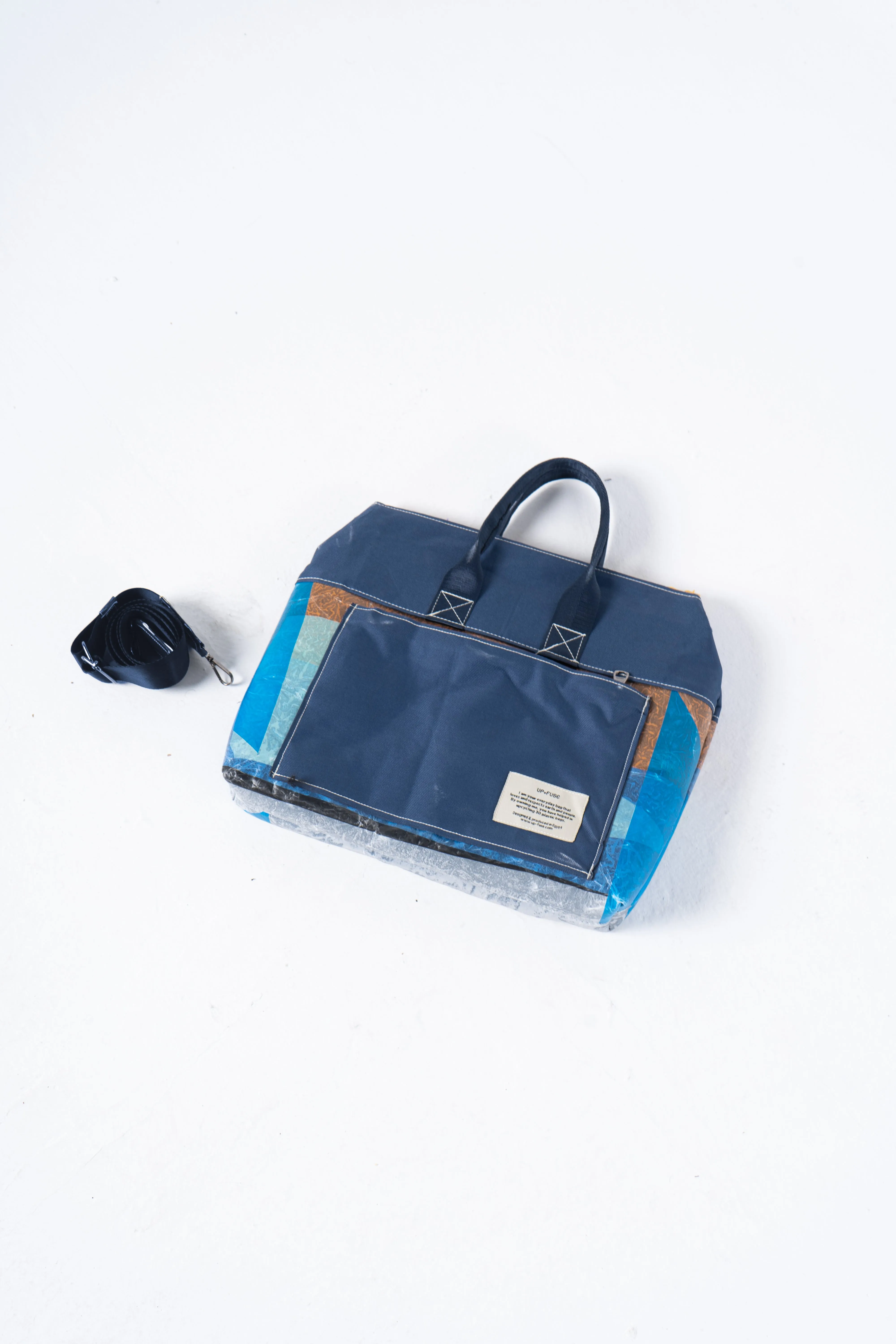 Practical Plastic Laptop Bag in Blue Blocks