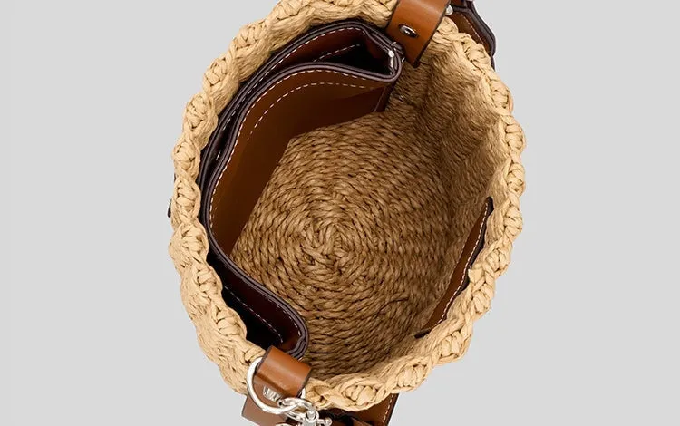 Raffia Straw Bucket Bag