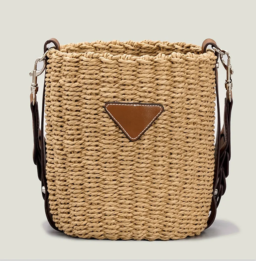 Raffia Straw Bucket Bag