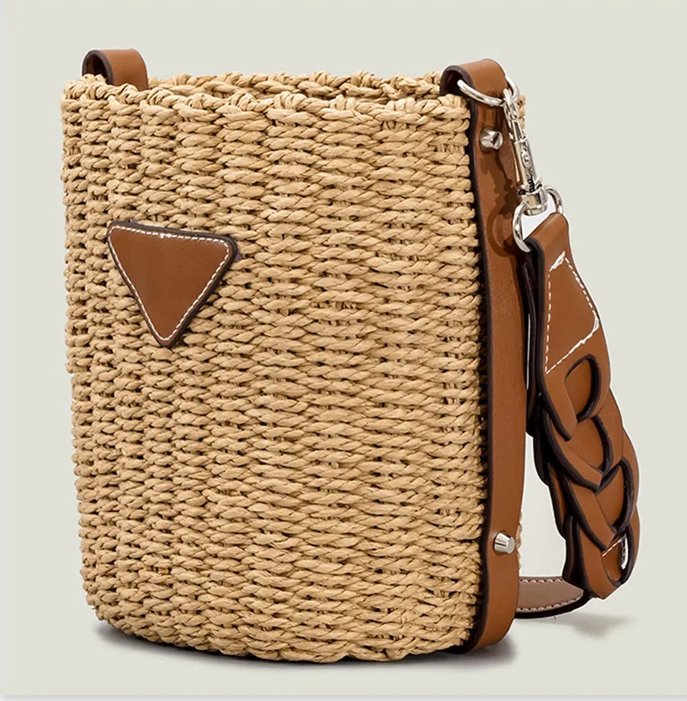 Raffia Straw Bucket Bag